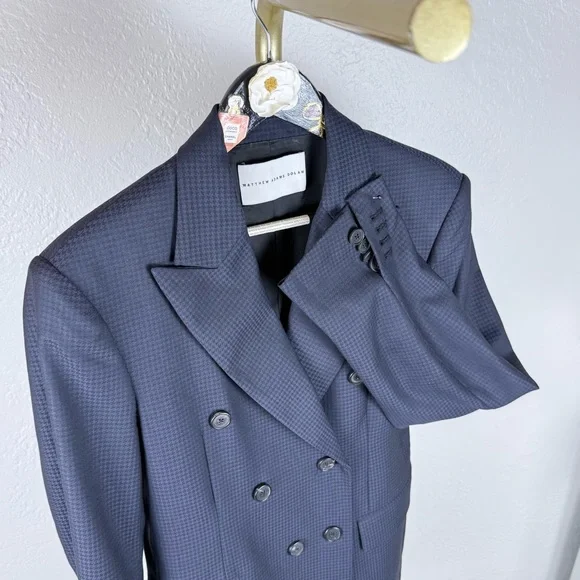 Matthew Adams Dolan Virgin Wool Gingham Blazer/Navy/Black/Small - Picture 5 of 16